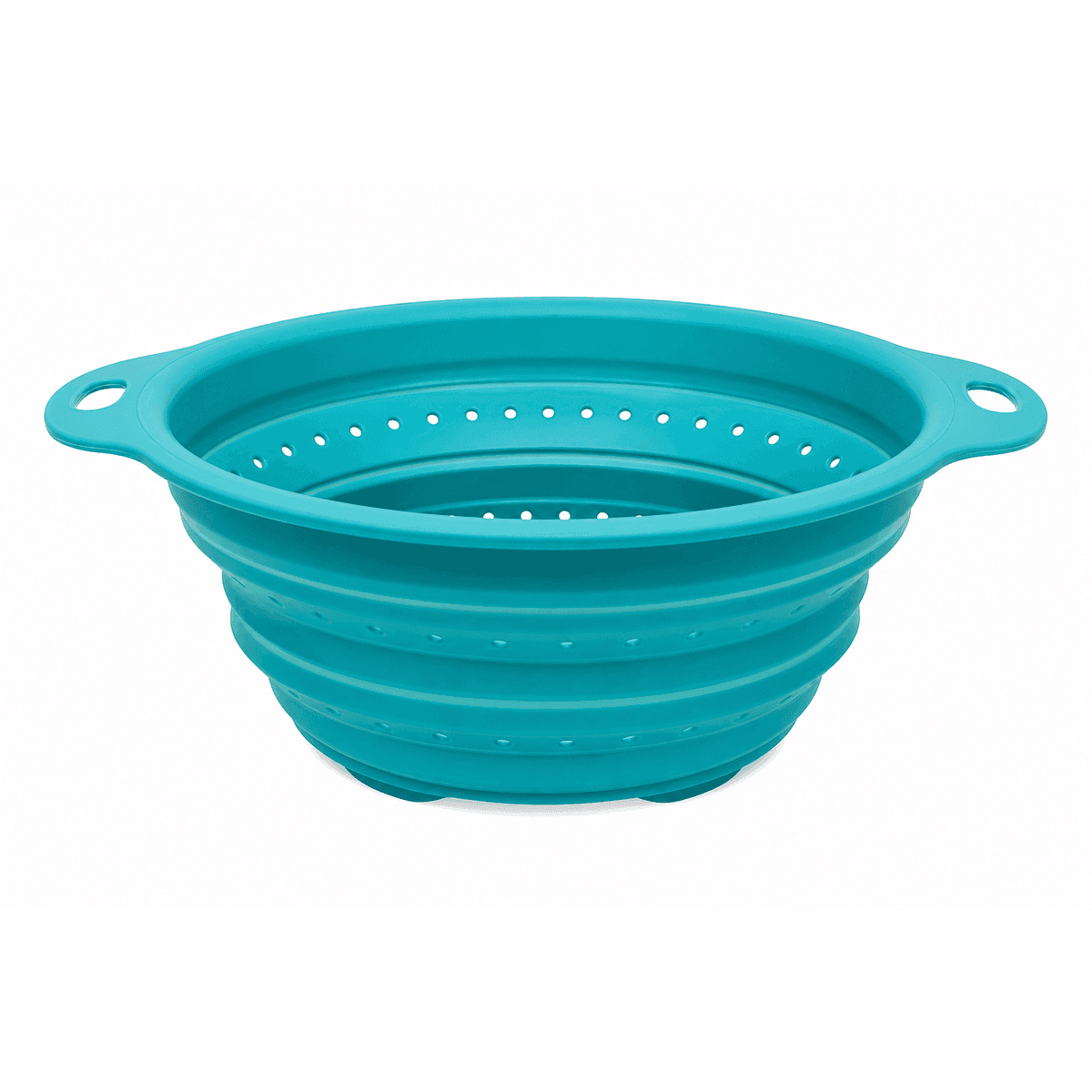 Collapsible Silicone Colander, 4 Quart, Teal on a white background