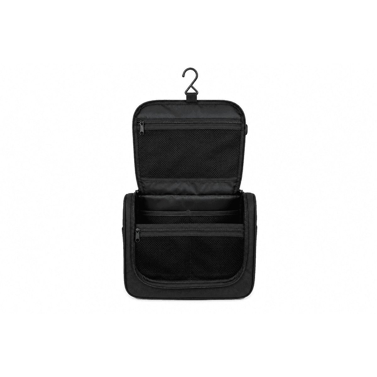 Hanging Travel Toiletry Bag, Black on a white background