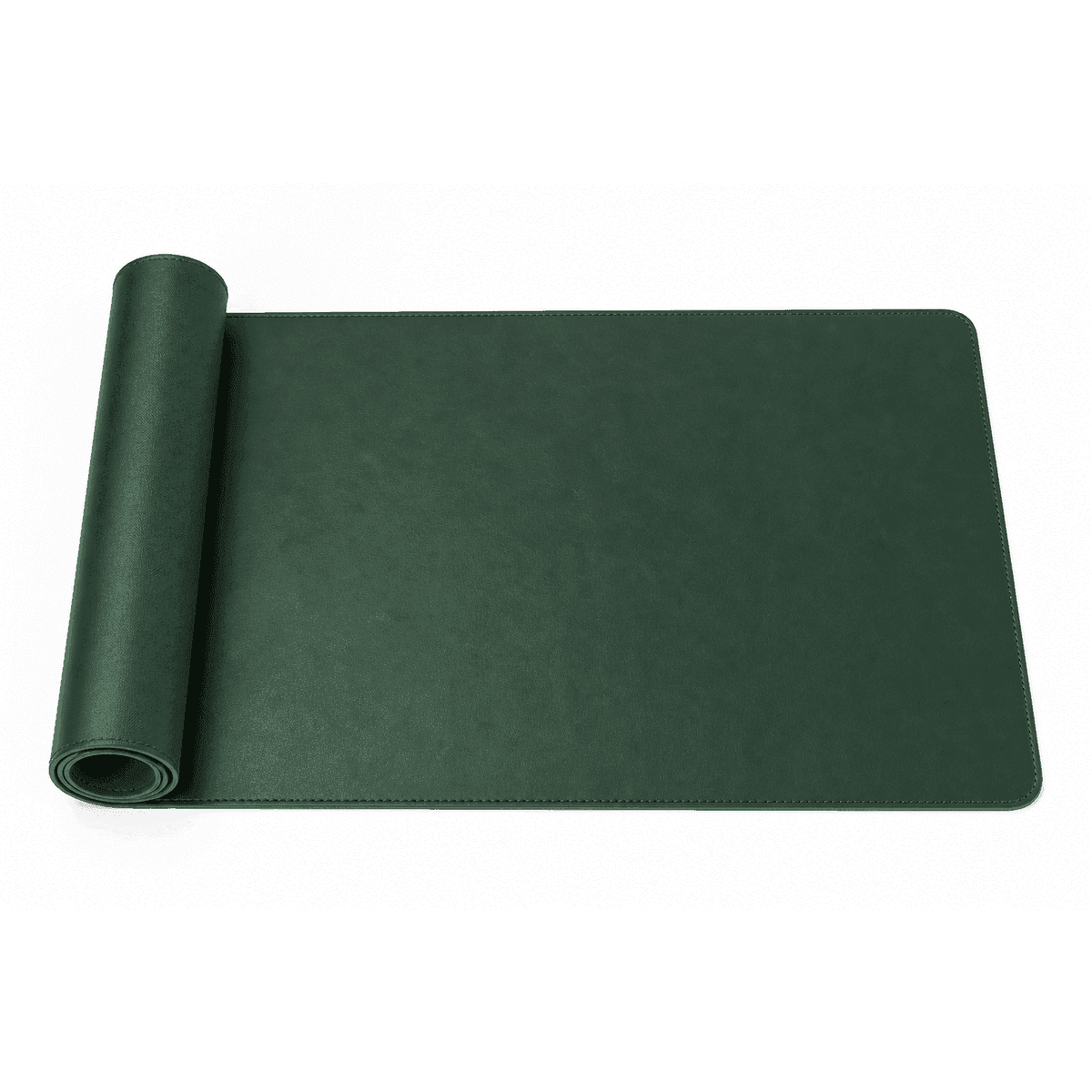Vegan Leather Desk Mat, 31.5 x 15.7 Inches, Dark Green on a white background